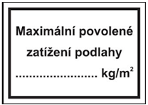 Bezpečnostní značení Maximální povolené zatížení podlahy