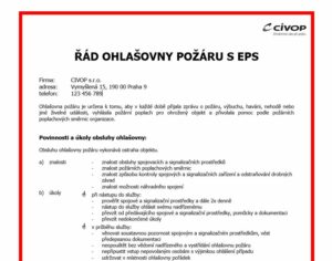 Ohlašovna požáru Obrázek znázorňuje úryvek z řádu ohlašovny požáru s EPS do CIVOPu.