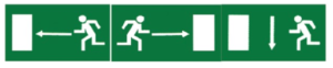 Požární bezpečnostní značení označení únikový východ vlevo, vpravo, dolů