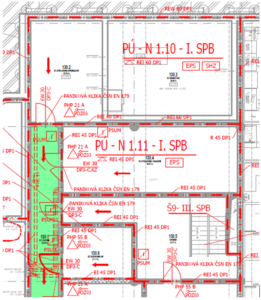 Grafické znázornění požárních úseků