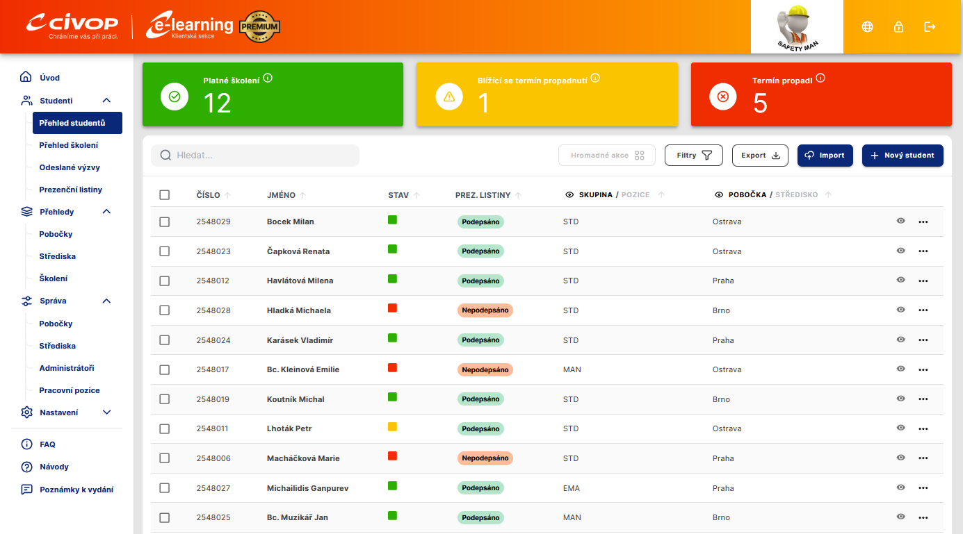 Výstřižek Náhled do elearningu